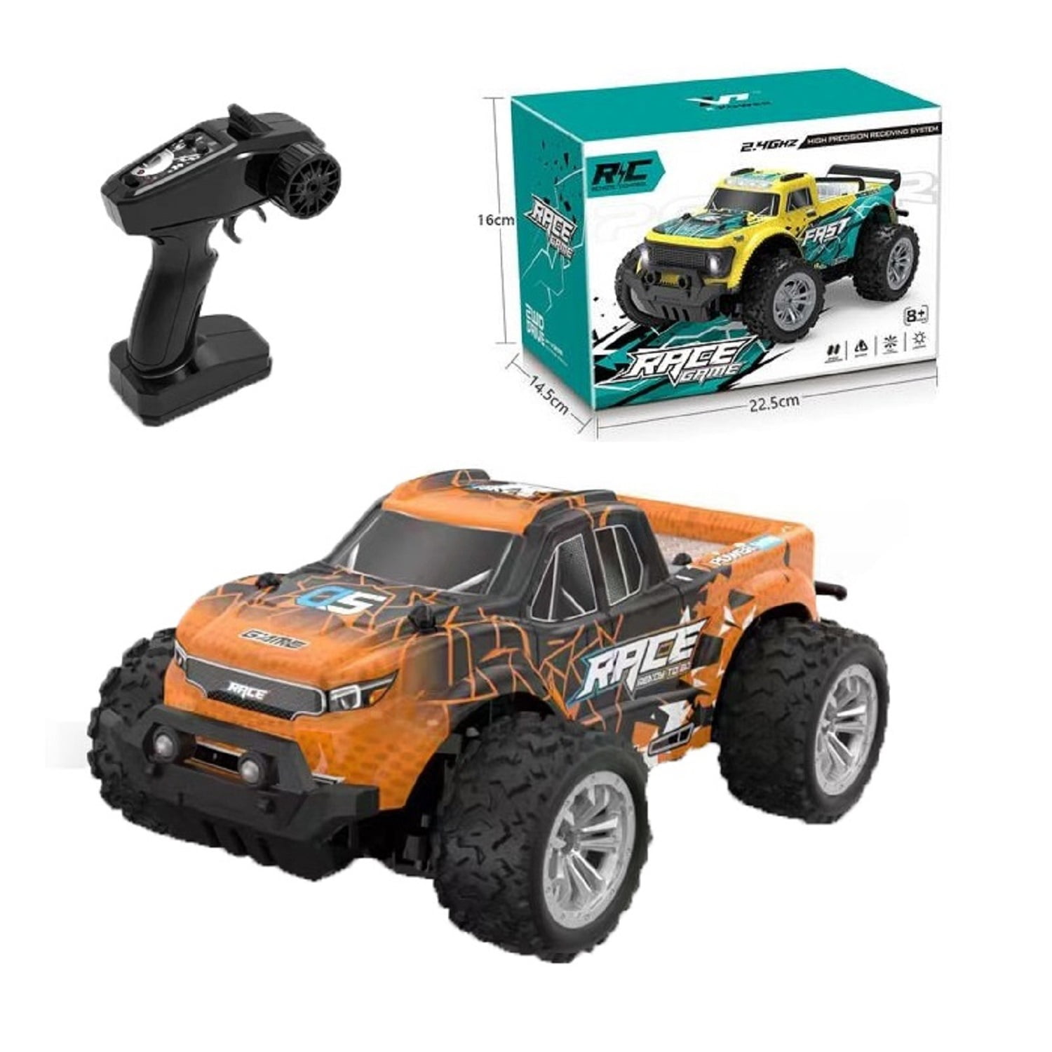 RC Cars 1:20 Scale Off-Road Remote Control Truck with Lights, 18 KM/H 2.4Ghz Monster RC Truck Gift for Boys Kids and Adults, Orange - Walmart.com RC Cars 1:20 Scale Off-Road Remote Control Truck with Lights, 18 KM/H 2.4Ghz Monster RC Truck Gift for Boys Kids and Adults, Orange - Walmart.com