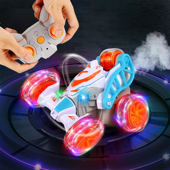 RC Cars for Kids, Stunt Car Toy, 360 Degree Flip Rotating Spray Function, Remote Control 2.4GHz Indoor Outdoor Play, LED Lights Music, Children's Gift
