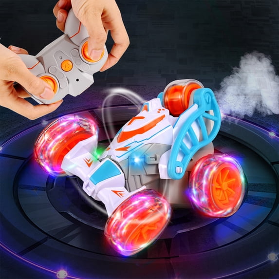 RC Cars for Kids, Stunt Car Toy, 360 Degree Flip Rotating Spray Function, Remote Control 2.4GHz Indoor Outdoor Play, LED Lights Music, Children's Gift