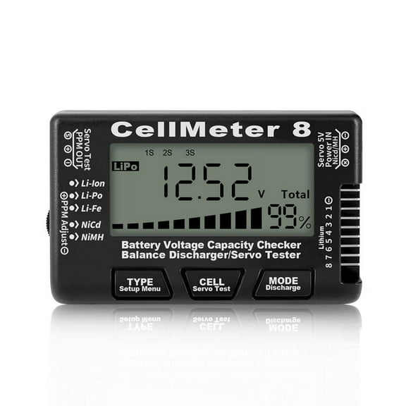 RC Cellmeter 8 Digital Battery Capacity Checker Controller Tester Voltage Tester for - NiMH Nicd Cell Meter Black