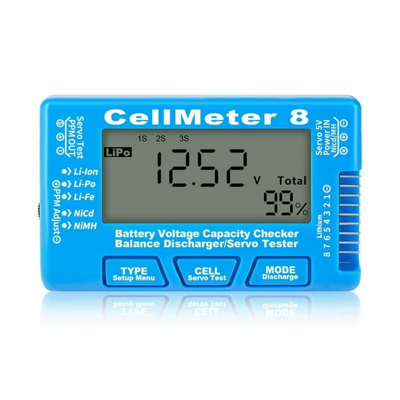 RC Cellmeter 8 Digital Battery Capacity Checker Controller Tester Voltage Tester for - NiMH Nicd Cell Meter Blue