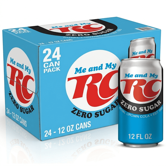 RC Cola Zero Sugar 12oz Cans 24 Pack Diet Soda Zero Calorie Drink