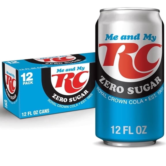 RC Cola Zero Sugar Cola Soda, 12 fl oz Cans, 12 Count