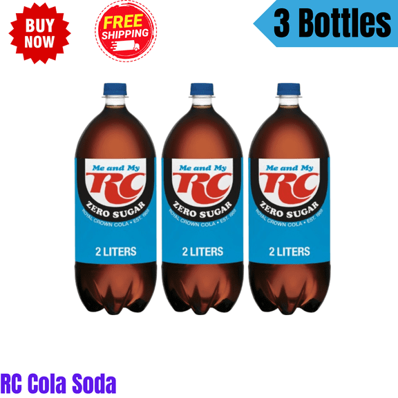 RC Cola Zero Sugar Soda, 2 Liter Bottles, 3-Pack