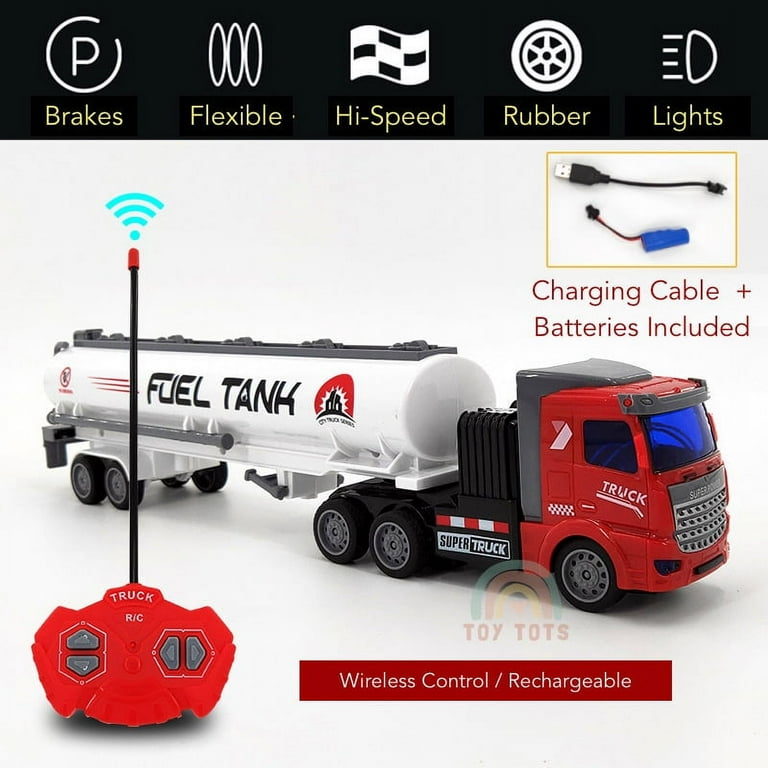 RC Commercial Truck Series with Rechargeable Batteries Oil Tanker Trailer Container Remote Control R C Ready Stock Red Oil Tanker Walmart