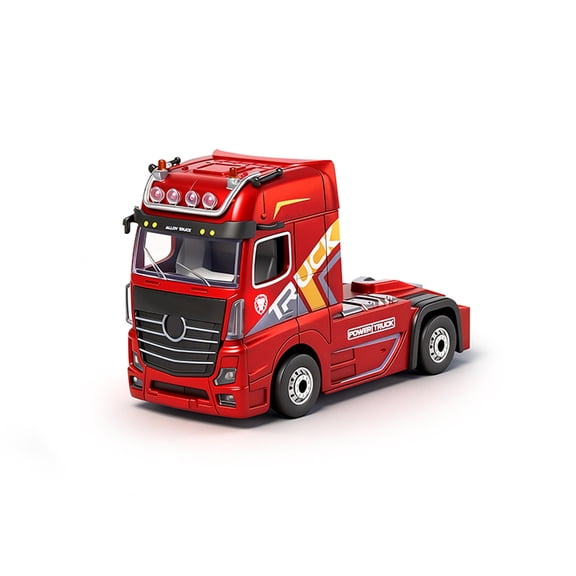 RC Container Truck, 1/64 Scale 2.4GHz 4WD Proportional Steering Cruise Mode Car with Trailer Control & Light Sound, Remote Controlle Vehicles for Adult Enthusiasts (Red)