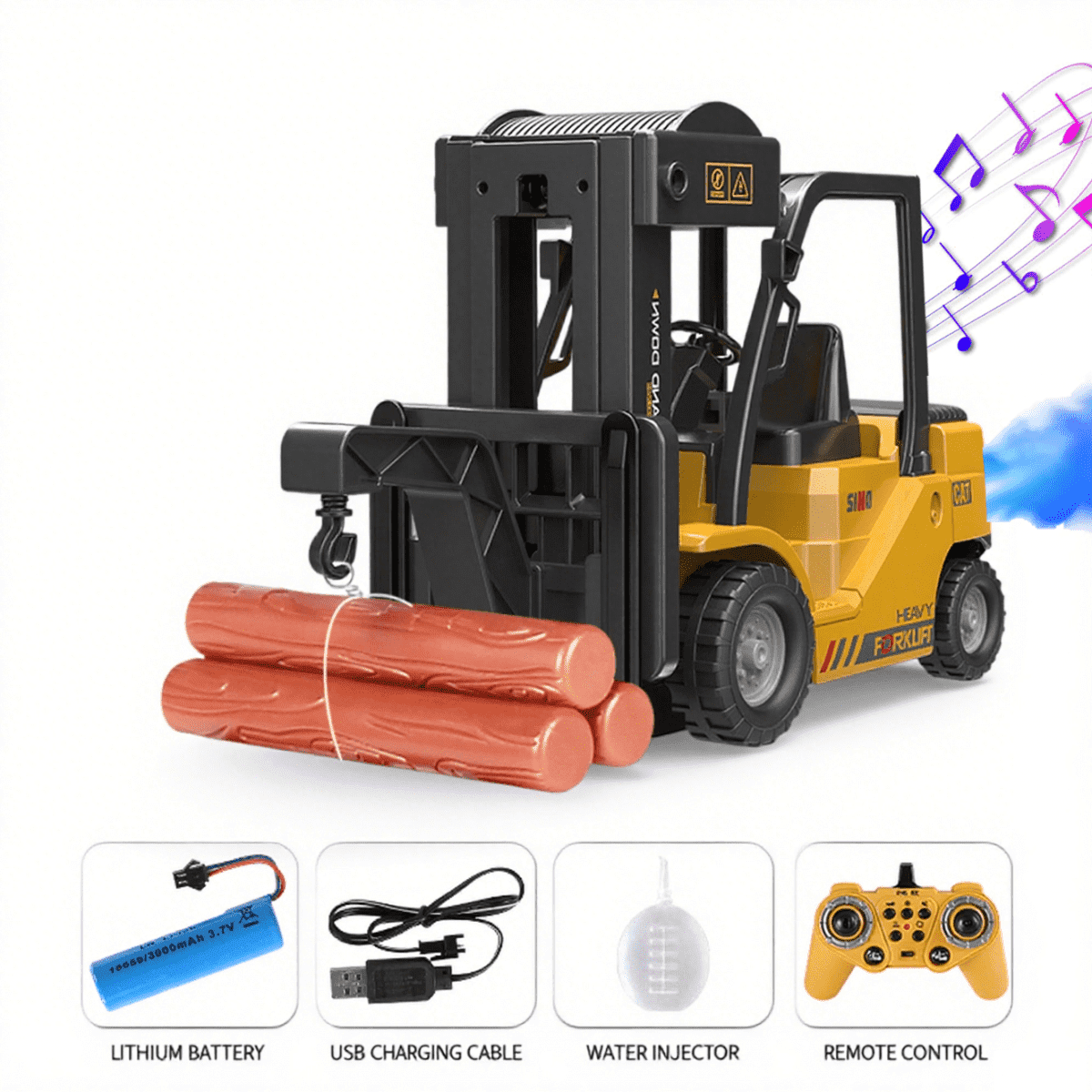 RC Crane Truck RC Construction Vehicles with Spray & Light, Mini Crane Toys for Kids Ages 6+