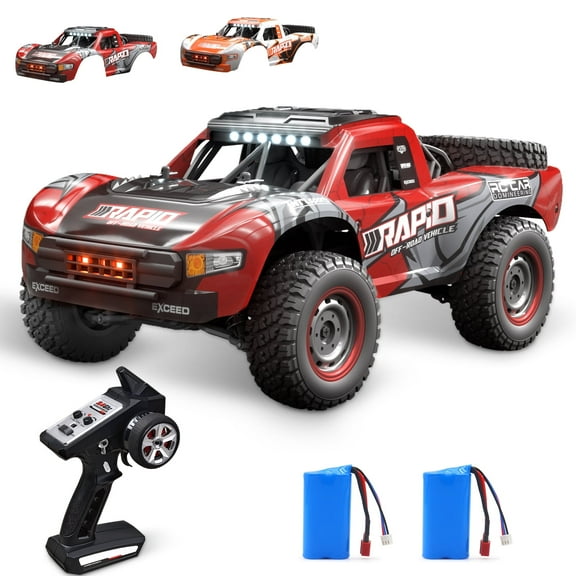 RC Crawler with Replaceable Shell, Remote Control Car with Lights, Multi-Functional Metal Toy Playset for Kids 8+