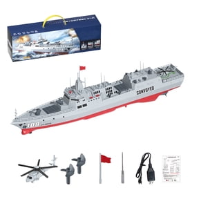 RC Destroyer Boat S28-YW 2.4GHz Water Spray Model, Military Grey