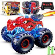 RC Dinosaur Car Toys for Boys, Remote Control Monster Truck for Boys 3-8 with Spray, Light & Sound
