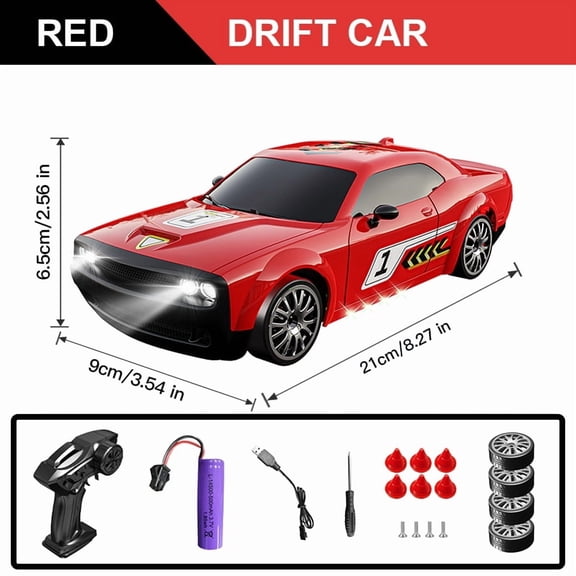 RC Drift Car 1:20 Scale Remote Control Cars 2.4GHz 4WD High Speed Racing Vehicle with LED Lights,Rechargeable Battery,Drifting Tires Racing Sport Toy Car for Adults Kids Boys Girls-Red