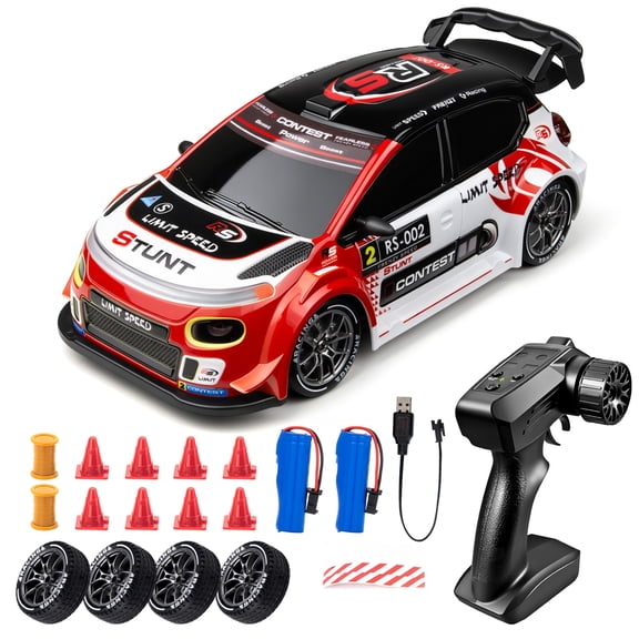 RC Drift Car, 1:24 4WD 20KM/H High Speed RC Cars with LED Light, 2.4GHz Remote Control Sport Racing with Batteries for Boys Girls Adults