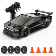 RC Drift Car,124 4WD Futuristic Pickup Remote Control Car, High/Low Speed, 2.4GHz LED Toy Car,2 Sets of Drift & Off-Road Tires,Gift for Boys Girls 6-16Black, 4-wheel