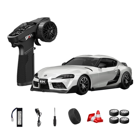 RC Drift Car 1/24 Professional 4WD with Gyro Dual Tire System 2.4GHz Full Proportional High-Speed Racing Model with LED Lights