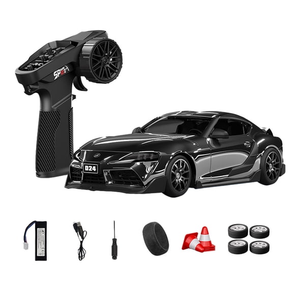 RC Drift Car 1/24 Professional 4WD with Gyro Dual Tire System 2.4GHz Full Proportional High-Speed Racing Model with LED Lights