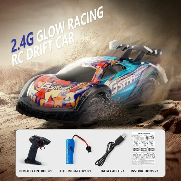RC Drift Car 1:24 Remote Control Car 4WD Drift RC Cars 2.4Ghz High Speed RC Vehicle with LED Lights Racing Toy Cars
