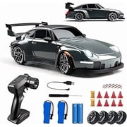 RC Drift Car, 1:24 Scale Remote Control Vehicle with LED Lights, 2.4GHz 20KM/H 4WD High Speed RC Cars, Drifting Tires＆Two Batteries, Racing Sports Toy Idea Gift for Adults Boys Girls and Kids