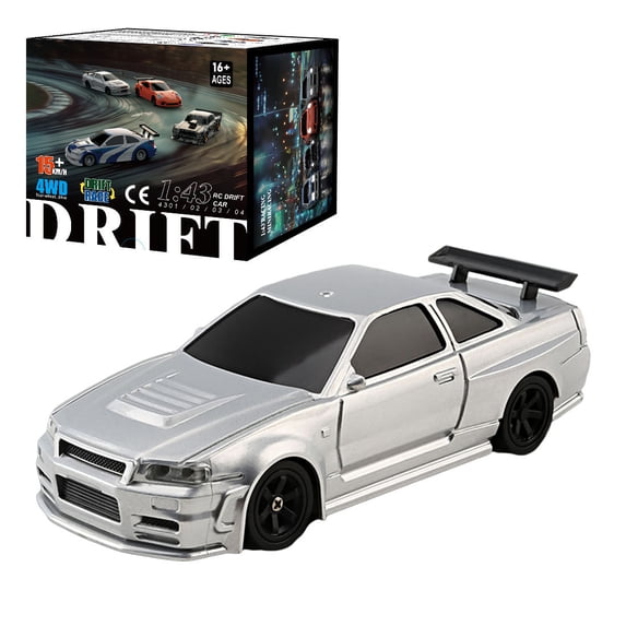 RC Drift Car, 1/43 Scale 2.4G 4WD Full Proportional Control Mini Electric Racing Drift Car with Lights Set, Hobbyist Gift for Teens and Adults
