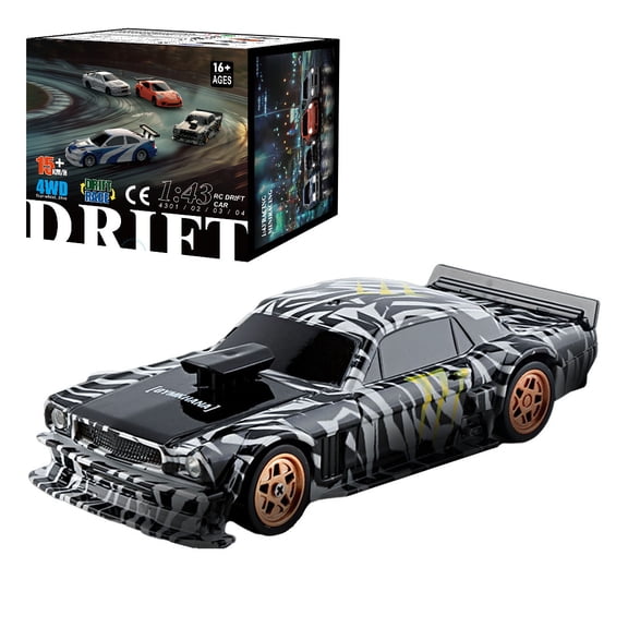 RC Drift Car, 1/43 Scale 2.4G Full Proportional Mini RC Racing Car Model with Lights Kit for Indoor Outdoor, RTR Hobby Model Gift for Adults