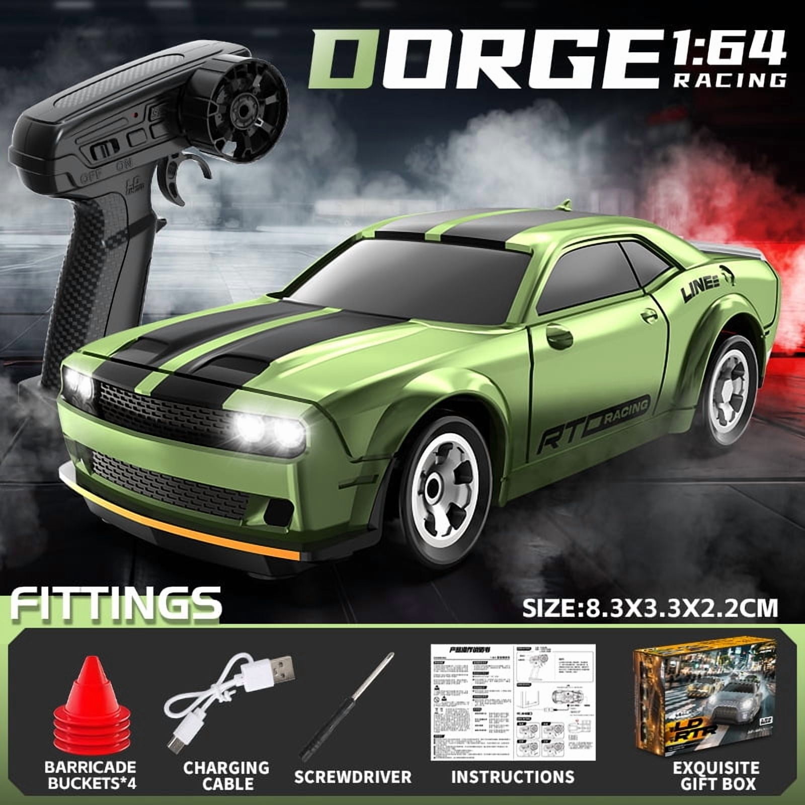 RC Drift Car, 1/64 Mini RC Drift Car, 2.4GHz Remote Control Cars, 4WD High Speed Racing with Lights,Gift for Adults, Kids, Boys, Girls