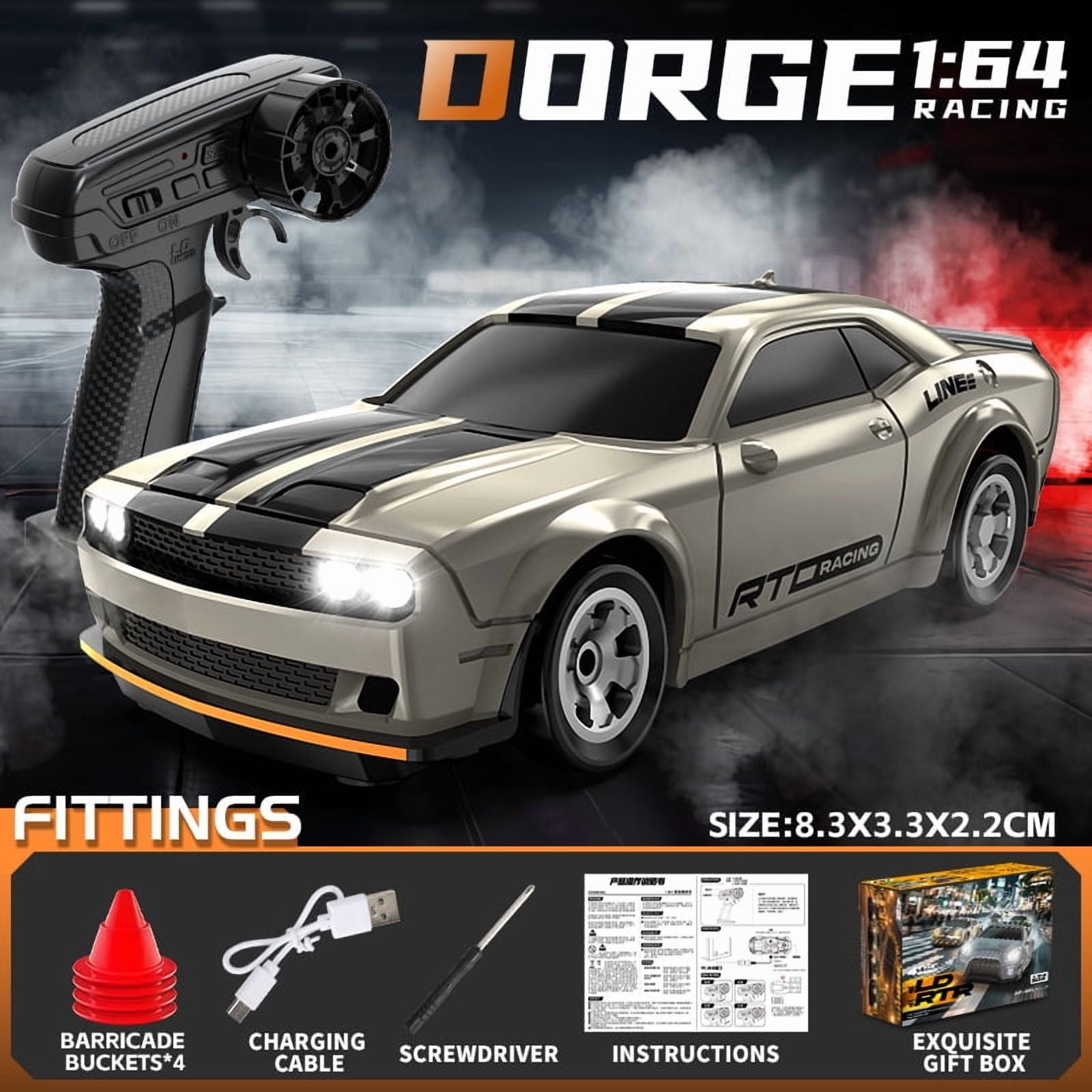 RC Drift Car, 1/64 Mini RC Drift Car, 2.4GHz Remote Control Cars, 4WD High Speed Racing with Lights,Gift for Adults, Kids, Boys, Girls