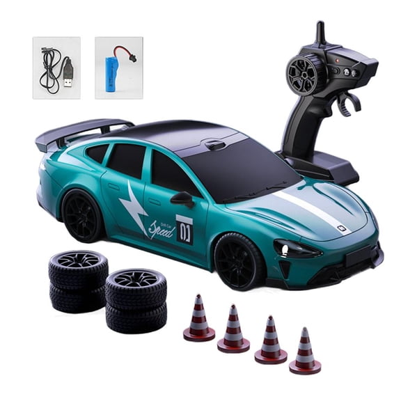 RC Drift Car,124 Scale RC Drift Car 4WD 2.4GHz 30KM/H High Speed Sport with LED Toy Lights,Two Cars