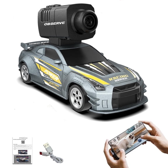 RC Drift Car with Camera, 4WD Mini Full-Proportional High-Speed RC Electric Mini Racing Drift Car Model with Gyro and LED Lights, Christmas Birthday Gifts for Kids and Adults