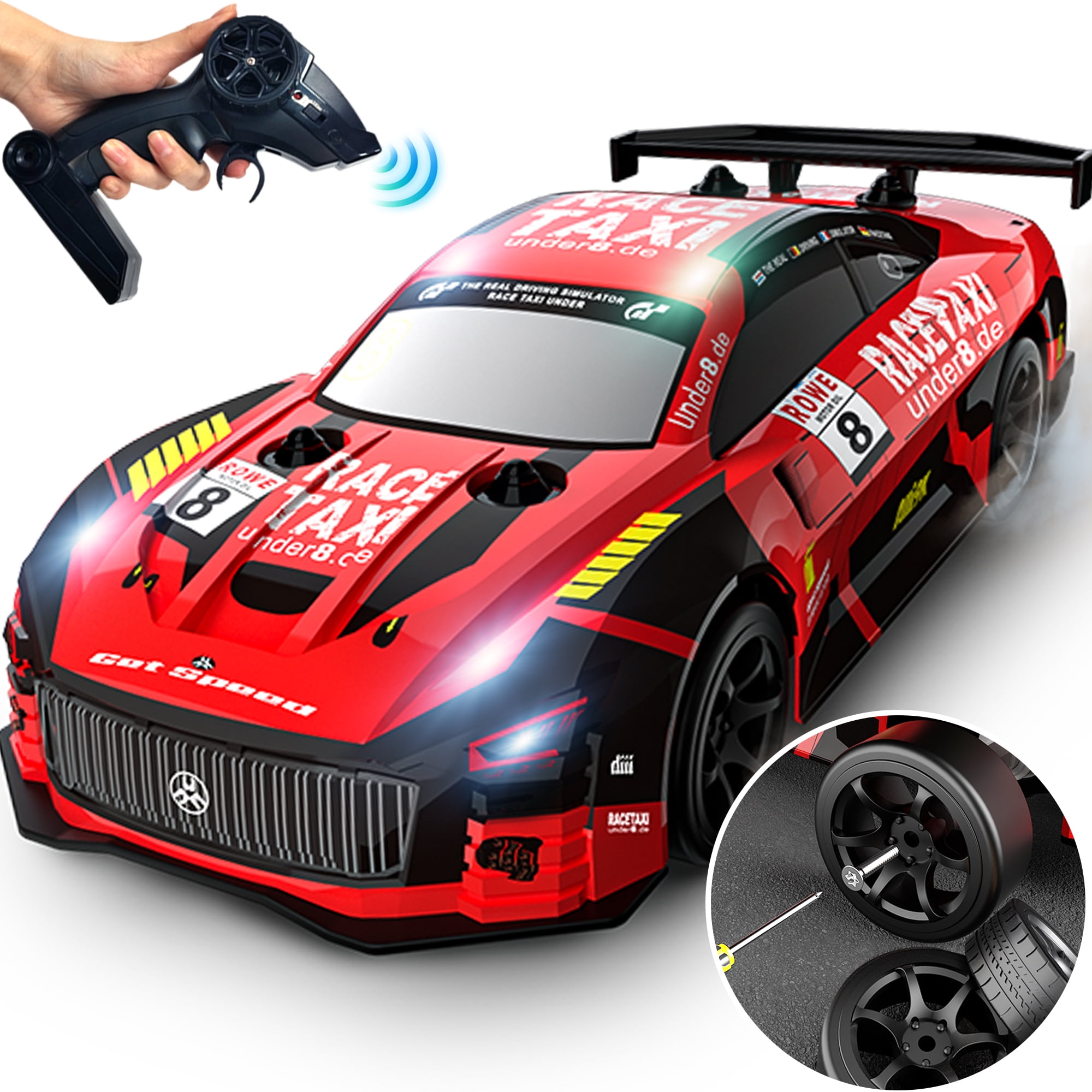 Drift RC Cars Remote Control Car 1 24 Scale 4WD 15KM H High Speed Racing Vehicle with LED Lights 2 Rechargeable Batteries Racing Sport Toy for