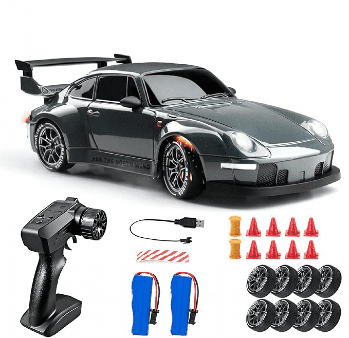 RC Drift Car for Adults, 1/24 Mini Remote Control Car 4WD RC Race Cars with Lights Dual Tires Batteries for Kids Christmas Birthday Gifts