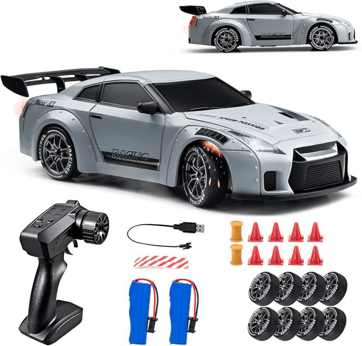 RC Drift Car for Adults, 1/24 Mini Remote Control Car 4WD RC Race Cars with Lights Dual Tires Batteries for Kids Christmas Birthday Gifts