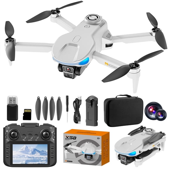 RC Drone with 1080P Camera, 4.3-Inch Screen Remote Control, Brushless Motor for Stable Flight, 22-Minute Long Flight Time with Obstacle Avoidance for Beginners