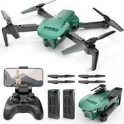 RC Drone with 4K Dual HD Camera for Kids Beginners Remote Control Qudcopter with Optical Flow Positioning Great Gift for Children Play Outdoor 2 Batteries Color Green