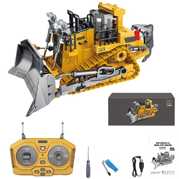 RC Dump Truck Toy, Remote Control Play Truck Construction Vehicles, 9CH 2.4Ghz Electric Trucks with Metal Bed & Light, 2 Rechargeable Batteries RC Car Toys for Halloween Chirstmas Birthday Gifts