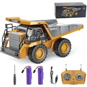 Remote Control Dump Truck Toy for Kids, RC Construction Vehicle with Metal Dump Bed, 2.4GHz Rechargeable Truck with Lights & Sounds, Realistic Engineering Toy Gift for Boys Ages 3+