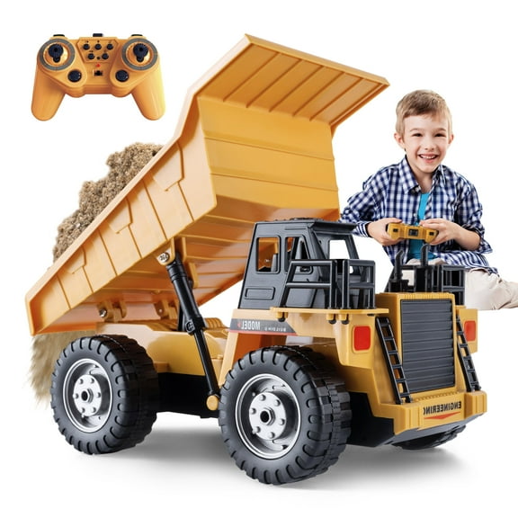RC Dump Truck Toys for Boys, 11 Channel Remote Control Dump Truck, RC Construction Vehicles with Sound and Light, Perfect Gift for Boys Kids Christmas Birthday