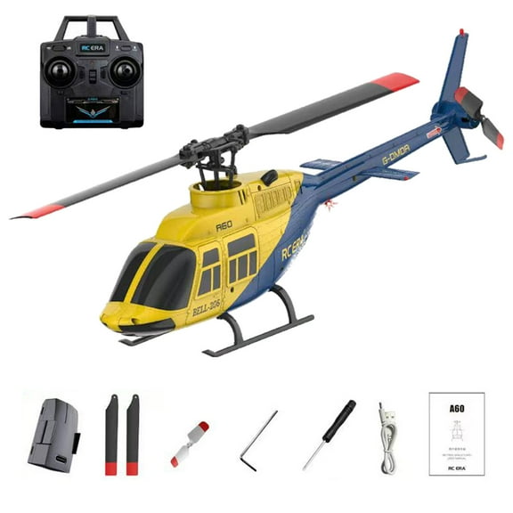 RC-ERA A60 Bell 1/42 Scale RC Helicopter with One-Key Takeoff/Landing, 2.4G 6CH 6G Gyro System RC Helicopter with Altitude Hold & Optical Flow for Beginners & Aviation Enthusiasts - RTF