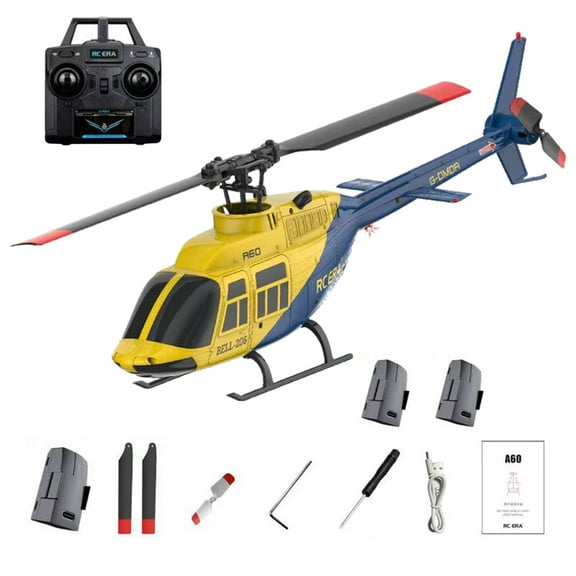 RC ERA A60 Bell 1/42 Scale RC Helicopter with One-Key Takeoff/Landing, 2.4G 6CH 6G Gyro System RC Helicopter with Altitude Hold & Optical Flow for Beginners & Aviation Enthusiasts - RTF