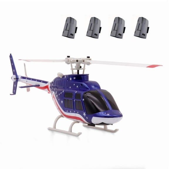 RC-ERA A60 Mini Bell 206 RC Helicopter 4CH Flybarless Aircraft with Altitude Hold, Optical Flow Positioning, 6 Axis Gyro, One Key Takeoff Landing, 2.4GHz RTF for Adults - 4 Battery