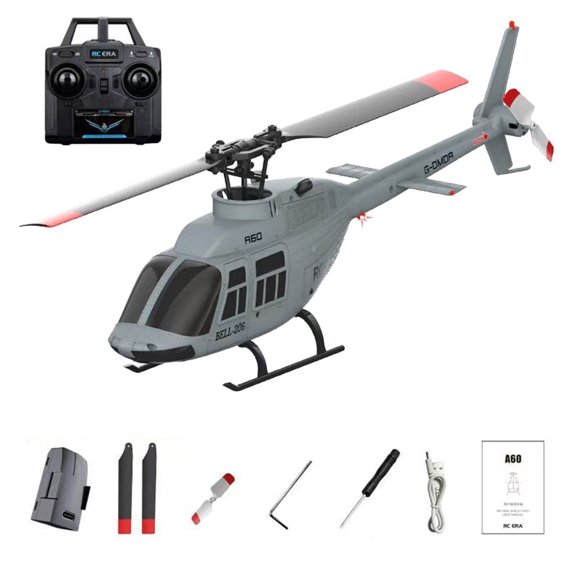 RC ERA A60 Single Rotor RC Helicopter, 1:42 Scale 6CH Remote Control Helicopter with Altitude Hold, One-Key Takeoff/Landing & Low Voltage Protection, 2.4GHz RC Aircraft Model - 1 battery