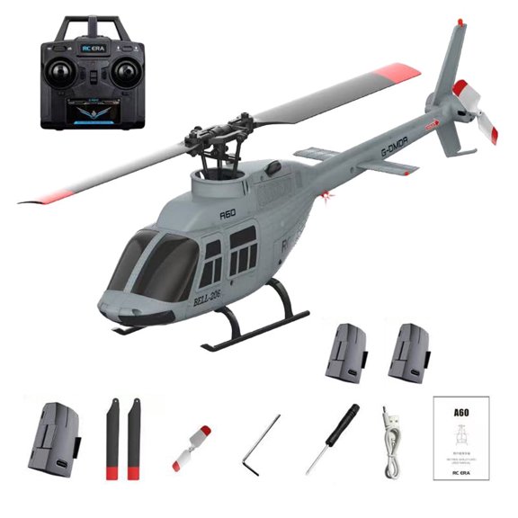 RC ERA A60 Single Rotor RC Helicopter, 1:42 Scale 6CH Remote Control Helicopter with Altitude Hold, One-Key Takeoff/Landing & Low Voltage Protection, 2.4GHz RC Aircraft Model - 3 batteries