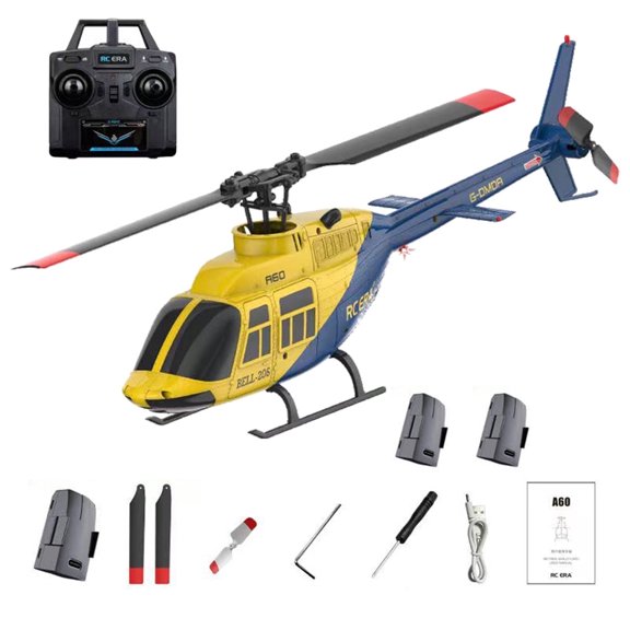 RC ERA A60 Single Rotor RC Helicopter, 1:42 Scale 6CH Remote Control Helicopter with Altitude Hold, One-Key Takeoff/Landing & Low Voltage Protection, 2.4GHz RC Aircraft Model - 3 batteries