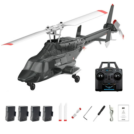 RC ERA A61 FlyWolf RC Helicopter for Adults, 1/53 Scale 4CH Single Rotor Fixed Height RC Military Helicopter, Remote Control Aircraft Model with One-Key Takeoff Optical Flow Positioning