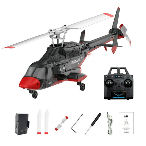 RC ERA A61 Single Rotor RC Helicopter with 2.4G Remote Control, 1/52 Scale 4CH Little Air-Wolf RC Helicopter Model with One-Key Takeoff/Landing for Enthusiasts - 1 Battery