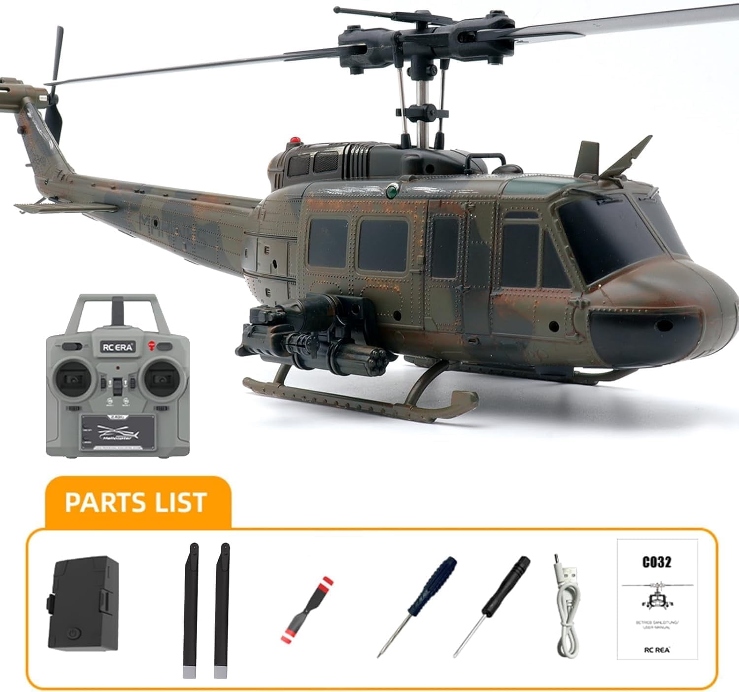 STASRC RC ERA C032 Huey UH-1 Pièces de connexion pour hélicoptère RC ERA de rechange (Noir