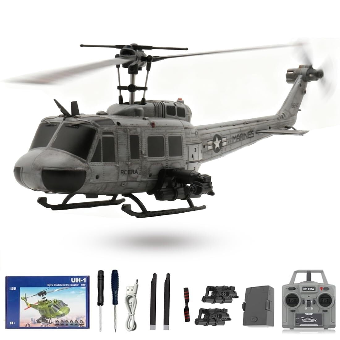 RC ERA C032 UH-1 Huey 1:48 Scale RC Helicopter with 6CH Intelligent Positioning and Optical Flow Technology