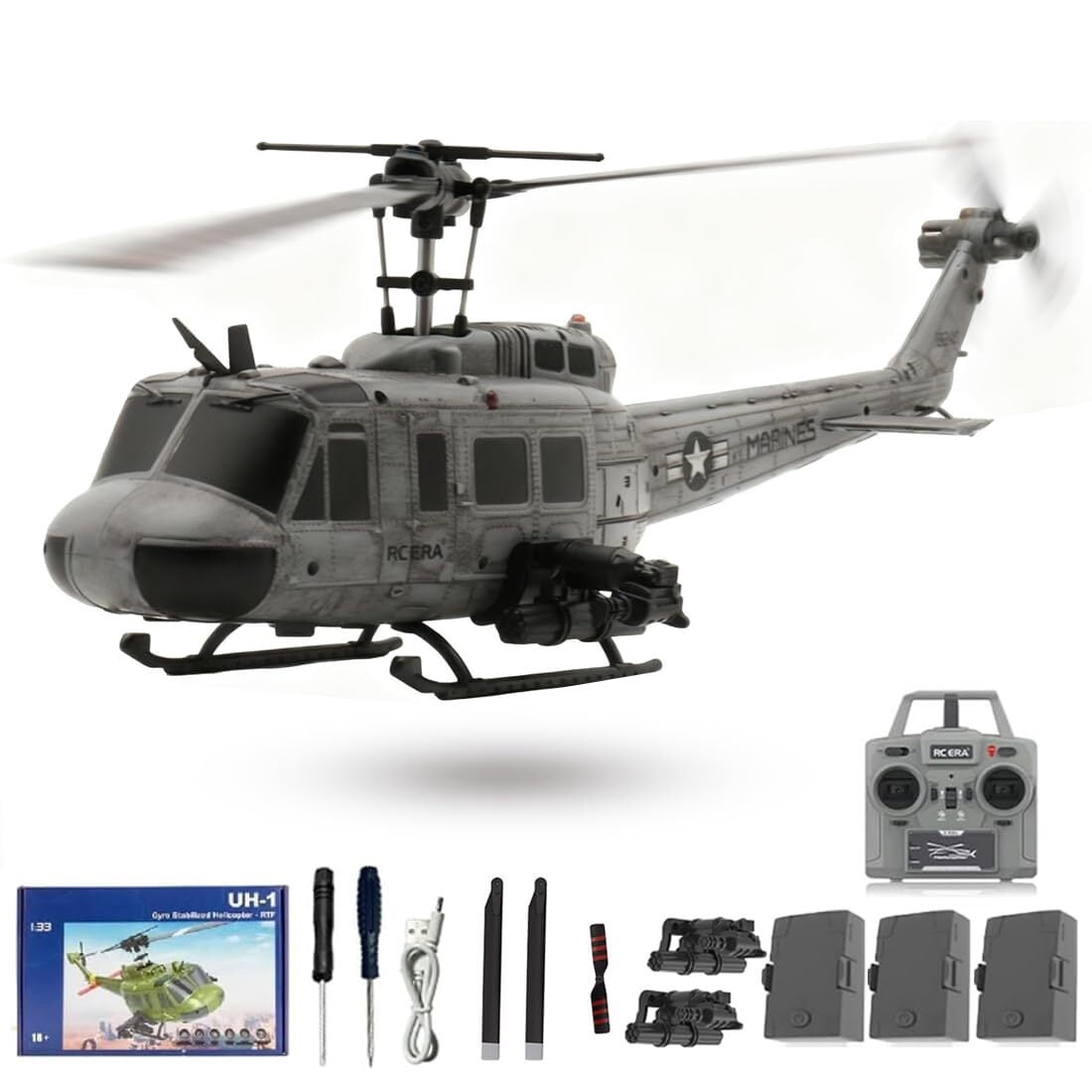 RC ERA C032 UH-1 Huey 1:48 Scale RC Helicopter with 6CH Intelligent Positioning and Optical Flow Technology