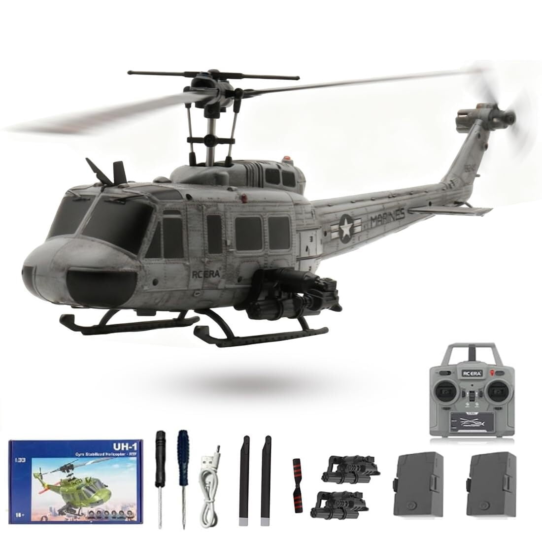 RC ERA C032 UH-1 Huey 1:48 Scale RC Helicopter with 6CH Intelligent Positioning and Optical Flow Technology