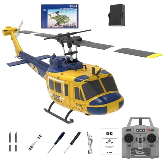 RC ERA C032 UH-1 Huey 1/48 Scale Remote Control Helicopter - 6CH Flybarless Gyro Stabilized Aircraft with Optical Flow Positioning & One-Key Landing