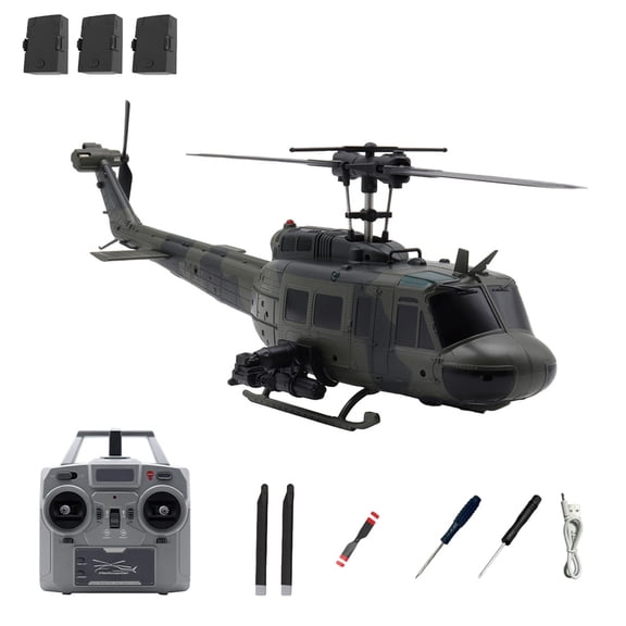 RC ERA C032 UH-1 Huey 6CH RC Helicopter for Adults, Flybarless Scale Stunt with Optical Flow Positioning, One-Key 3D Inverted Flight, Brushless Motor, Remote Control Helicopter Hobby