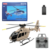 RC ERA C123 1/36 EC135 RC Helicopter 2.4G 6CH Single-Rotor 6-Axis Gyro Brushless Motor Military Aircraft with 3D Flip & Altitude Hold / One-Key Takeoff /Optical Flow, RTF for Adults